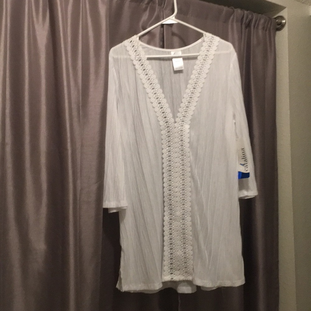 White bathing suit cover